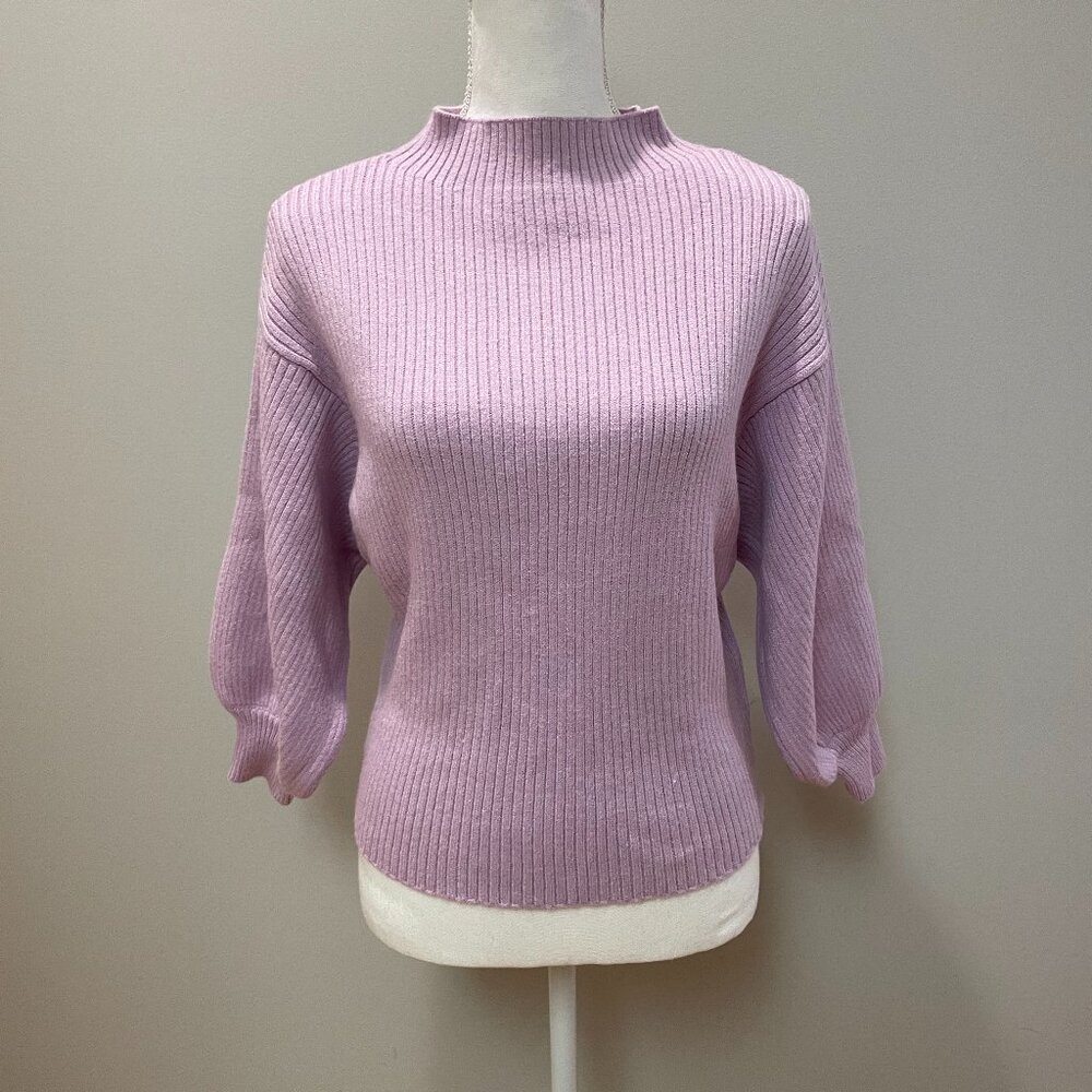 Line + Dot Lilac Turtleneck Puff Sleeve Sweater
